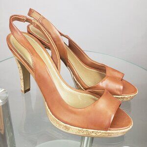 5 Fioni Leather Open Toe Slingbacks